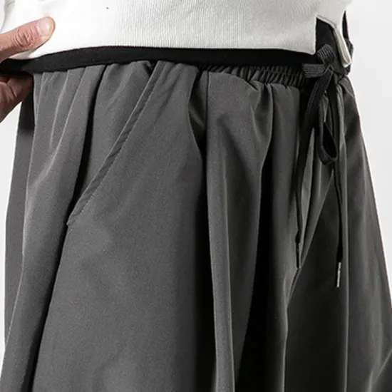 OUKU Men's Trousers Baggy Pants Harem Pants Casual Pants Baggy Harem Pants Pocket Wide Leg Leg Drawstring Solid Color Comfort Sports Daily Streetwear Casual / Sporty Black Grey Micro-elastic