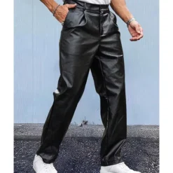 Clearance OUKU Men's Trousers Casual Pants Lederhosen Pocket Plain Comfort Outdoor Daily Fashion Casual Micro-elastic Black
