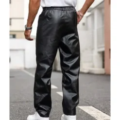 Clearance OUKU Men's Trousers Casual Pants Lederhosen Pocket Plain Comfort Outdoor Daily Fashion Casual Micro-elastic Black
