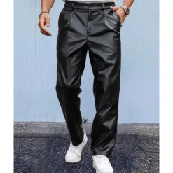 Clearance OUKU Men's Trousers Casual Pants Lederhosen Pocket Plain Comfort Outdoor Daily Fashion Casual Micro-elastic Black