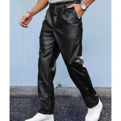 Clearance OUKU Men's Trousers Casual Pants Lederhosen Pocket Plain Comfort Outdoor Daily Fashion Casual Micro-elastic Black