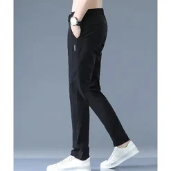 OUKU Men's Trousers Casual Pants Drawstring Elastic Waist Solid Color Breathable Quick Dry Formal Weekend Classic Casual / Sporty Slim Black 1 dark grey 1