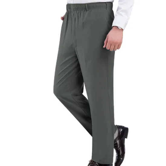New OUKU Men's Trousers Casual Pants Pocket Elastic Waist Solid Color Comfort Breathable Full Length Daily Stylish Classic Style Black Navy Blue Micro-elastic