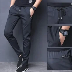 Outlet OUKU Men's Trousers Casual Pants Pocket Drawstring Elastic Waist Solid Colored Comfort Soft Outdoor Daily Gym Casual Athletic Micro-elastic Black