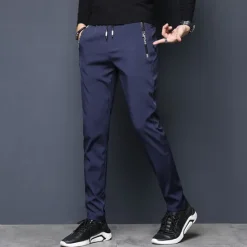 Outlet OUKU Men's Trousers Casual Pants Pocket Drawstring Elastic Waist Solid Colored Comfort Soft Outdoor Daily Gym Casual Athletic Micro-elastic Black
