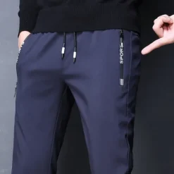 Outlet OUKU Men's Trousers Casual Pants Pocket Drawstring Elastic Waist Solid Colored Comfort Soft Outdoor Daily Gym Casual Athletic Micro-elastic Black