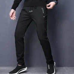 Outlet OUKU Men's Trousers Casual Pants Pocket Drawstring Elastic Waist Solid Colored Comfort Soft Outdoor Daily Gym Casual Athletic Micro-elastic Black