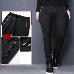 Outlet OUKU Men's Trousers Casual Pants Pocket Drawstring Elastic Waist Solid Colored Comfort Soft Outdoor Daily Gym Casual Athletic Micro-elastic Black