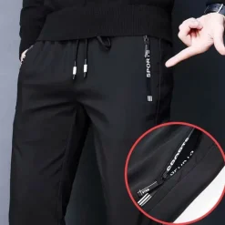 Outlet OUKU Men's Trousers Casual Pants Pocket Drawstring Elastic Waist Solid Colored Comfort Soft Outdoor Daily Gym Casual Athletic Micro-elastic Black