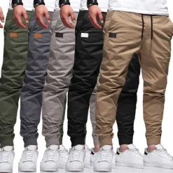 Best OUKU Men's Trousers Casual Pants Jogger Pants Pocket Drawstring Elastic Waist Patchwork Comfort Breathable Outdoor Casual Daily Sports Stylish Black Army Green Micro-elastic