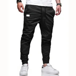 Best OUKU Men's Trousers Casual Pants Jogger Pants Pocket Drawstring Elastic Waist Patchwork Comfort Breathable Outdoor Casual Daily Sports Stylish Black Army Green Micro-elastic