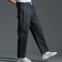 OUKU Men's Trousers Casual Pants Pocket Drawstring Elastic Waist Plain Comfort Sports Outdoor Daily Fashion Casual ArmyGreen Black Micro-elastic
