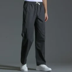 OUKU Men's Trousers Casual Pants Pocket Drawstring Elastic Waist Plain Comfort Sports Outdoor Daily Fashion Casual ArmyGreen Black Micro-elastic