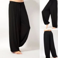 OUKU Men's Trousers Casual Pants Baggy Harem Pants Flowy Solid Color Plain Breathable Soft Full Length Yoga Casual Trousers Casual / Sporty Loose Fit Black White Micro-elastic