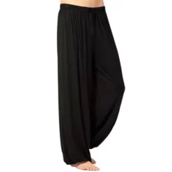 OUKU Men's Trousers Casual Pants Baggy Harem Pants Flowy Solid Color Plain Breathable Soft Full Length Yoga Casual Trousers Casual / Sporty Loose Fit Black White Micro-elastic