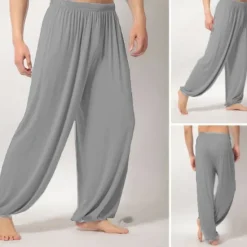 OUKU Men's Trousers Casual Pants Baggy Harem Pants Flowy Solid Color Plain Breathable Soft Full Length Yoga Casual Trousers Casual / Sporty Loose Fit Black White Micro-elastic