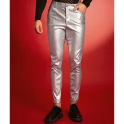New OUKU Men's Trousers Casual Pants Lederhosen Pocket Plain Comfort Outdoor Daily Fashion Casual Silver Black Micro-elastic