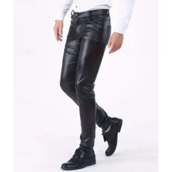 Sale OUKU Men's Trousers Casual Pants Lederhosen Pocket Plain Comfort Outdoor Daily Fashion Casual Micro-elastic Black