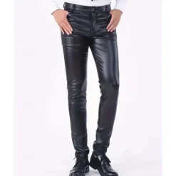 Sale OUKU Men's Trousers Casual Pants Lederhosen Pocket Plain Comfort Outdoor Daily Fashion Casual Micro-elastic Black