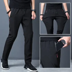 Sale OUKU Men's Trousers Casual Pants Sports Pants Training Pants Elastic Waist Plain Breathable Soft Ankle-Length Gym Sports Loose Fit Black Blue Micro-elastic