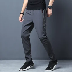 Sale OUKU Men's Trousers Casual Pants Sports Pants Training Pants Elastic Waist Plain Breathable Soft Ankle-Length Gym Sports Loose Fit Black Blue Micro-elastic