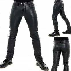 New OUKU Men's Trousers Casual Pants Lederhosen Buttons Pocket Plain Comfort Daily Vacation Fashion Casual Micro-elastic Black