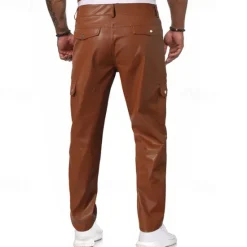 Hot OUKU Men's Trousers Casual Pants Lederhosen Pocket Elastic Waist Plain Comfort Outdoor Daily Fashion Casual Black Red Micro-elastic