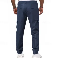 Hot OUKU Men's Trousers Casual Pants Lederhosen Pocket Elastic Waist Plain Comfort Outdoor Daily Fashion Casual Black Red Micro-elastic