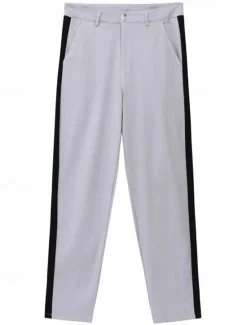 New OUKU Men's Trousers Chinos Casual Pants Side Stripe Front Pocket Color Block Plain Comfort Soft Daily Holiday Going out Fashion Streetwear Stretchy Coffee