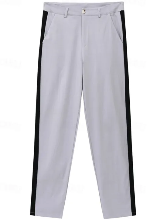 New OUKU Men's Trousers Chinos Casual Pants Side Stripe Front Pocket Color Block Plain Comfort Soft Daily Holiday Going out Fashion Streetwear Stretchy Coffee