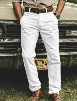 New OUKU Men's Trousers Chinos Chino Pants Casual Pants Buttons Front Pocket Plain Comfort Soft Business Daily Going out Fashion Streetwear Black White Micro-elastic