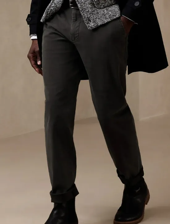 Clearance OUKU Men's Trousers Chinos Chino Pants Pocket Plain Comfort Breathable Office Daily Business Casual Black Khaki