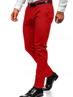 Outlet OUKU Men's Trousers Chinos Chino Pants Pocket Plain Comfort Breathable Outdoor Daily Going out Fashion Casual Black White