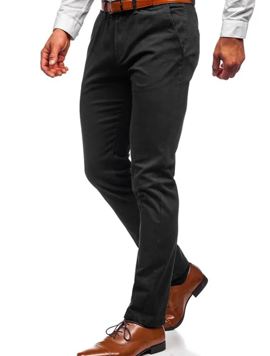 Outlet OUKU Men's Trousers Chinos Chino Pants Pocket Plain Comfort Breathable Outdoor Daily Going out Fashion Casual Black White