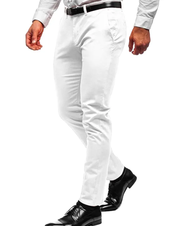 Outlet OUKU Men's Trousers Chinos Chino Pants Pocket Plain Comfort Breathable Outdoor Daily Going out Fashion Casual Black White