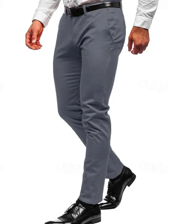 Outlet OUKU Men's Trousers Chinos Chino Pants Pocket Plain Comfort Breathable Outdoor Daily Going out Fashion Casual Black White