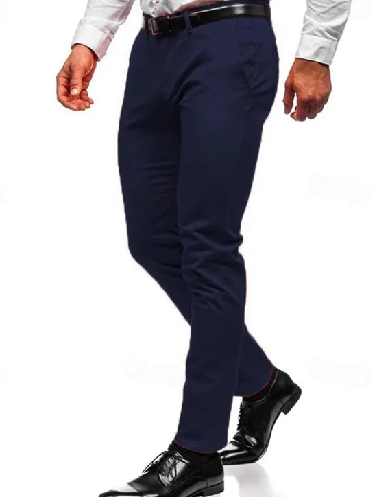 Outlet OUKU Men's Trousers Chinos Chino Pants Pocket Plain Comfort Breathable Outdoor Daily Going out Fashion Casual Black White