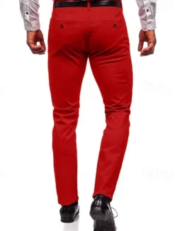 Outlet OUKU Men's Trousers Chinos Chino Pants Pocket Plain Comfort Breathable Outdoor Daily Going out Fashion Casual Black White