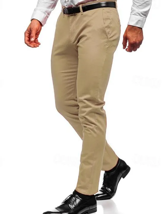 Outlet OUKU Men's Trousers Chinos Chino Pants Pocket Plain Comfort Breathable Outdoor Daily Going out Fashion Casual Black White