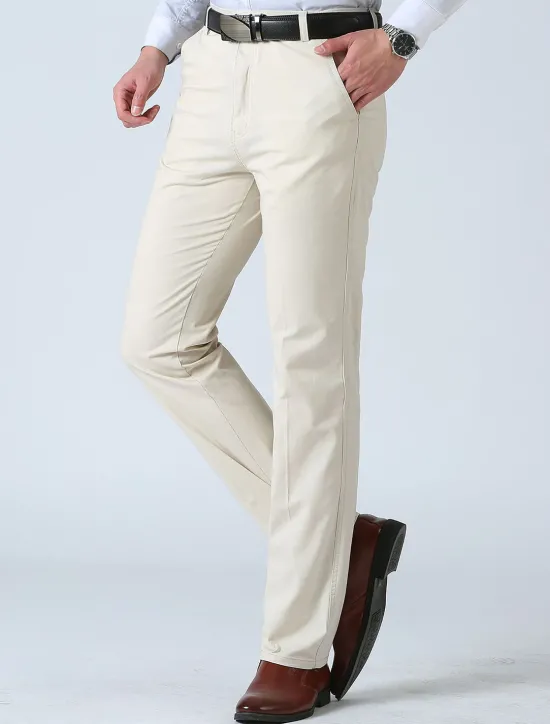 Online OUKU Men's Trousers Chinos Chino Pants Pocket Plain Comfort Breathable Outdoor Daily Going out Fashion Casual Black White