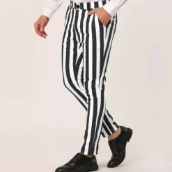 Online OUKU Men's Trousers Chinos Chino Pants Pencil Pants Jogger Pants Pocket Stripe Graphic Prints Comfort Soft Office Business Fashion Designer Black Yellow