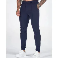Clearance OUKU Men's Trousers Chinos Chino Pants Pocket Plain Comfort Breathable Business Casual Fashion Casual Black Dark Blue