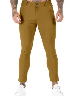 OUKU Men's Trousers Chinos Chino Pants Pocket Plain Comfort Breathable Outdoor Daily Going out Fashion Streetwear Black White