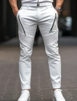 Discount OUKU Men's Trousers Chinos Chino Pants Pocket Plain Comfort Breathable Outdoor Daily Going out Fashion Casual Black White Stretchy