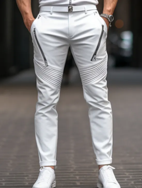 Discount OUKU Men's Trousers Chinos Chino Pants Pocket Plain Comfort Breathable Outdoor Daily Going out Fashion Casual Black White Stretchy