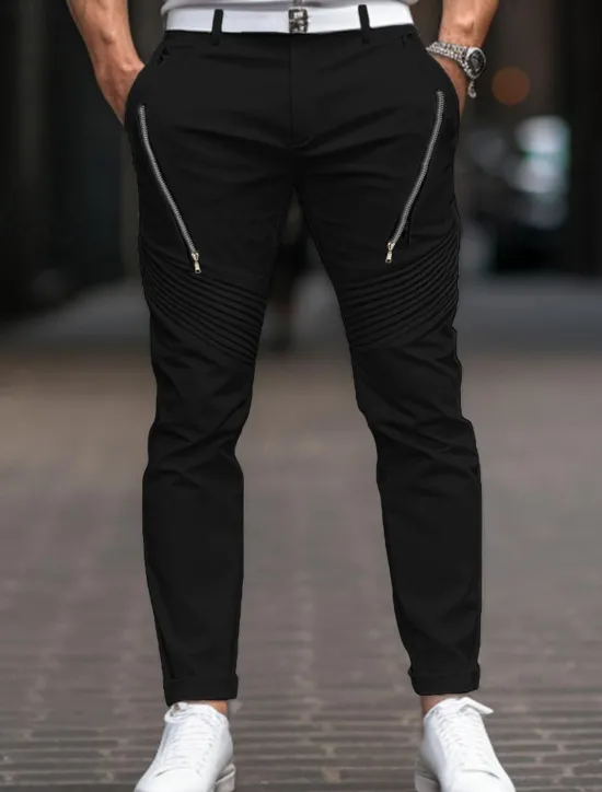 Discount OUKU Men's Trousers Chinos Chino Pants Pocket Plain Comfort Breathable Outdoor Daily Going out Fashion Casual Black White Stretchy