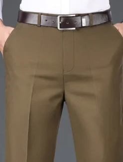 Best OUKU Men's Trousers Chinos Chino Pants Pocket Plain Comfort Breathable Outdoor Daily Going out Fashion Casual Black Khaki