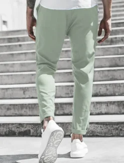 New OUKU Men's Trousers Chinos Cropped Pants Casual Pants Buttons Pocket Plain Comfort Formal Party Work Fashion Classic Style ArmyGreen Black Micro-elastic