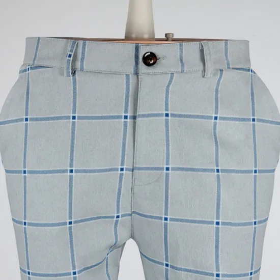Discount OUKU Men's Trousers Chinos Jogger Pants Plaid Dress Pants Pocket Breathable Soft Casual Daily Fashion Streetwear Blue Orange Micro-elastic