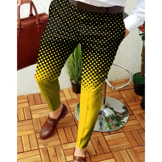 Sale OUKU Men's Trousers Chinos Jogger Pants Patchwork Zipper Pocket Graphic Prints Geometry Business Casual Trousers Punk & Gothic Slim turmeric Black Micro-elastic